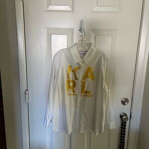 Karl Lagerfeld White Shirt with Yellow Logo